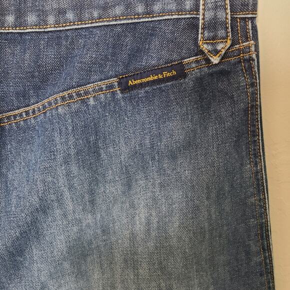 Abercrombie & Fitch Women's Denim 90s Preppy Button Fly Skirt Back Slit Y2K 8 - Picture 9 of 12